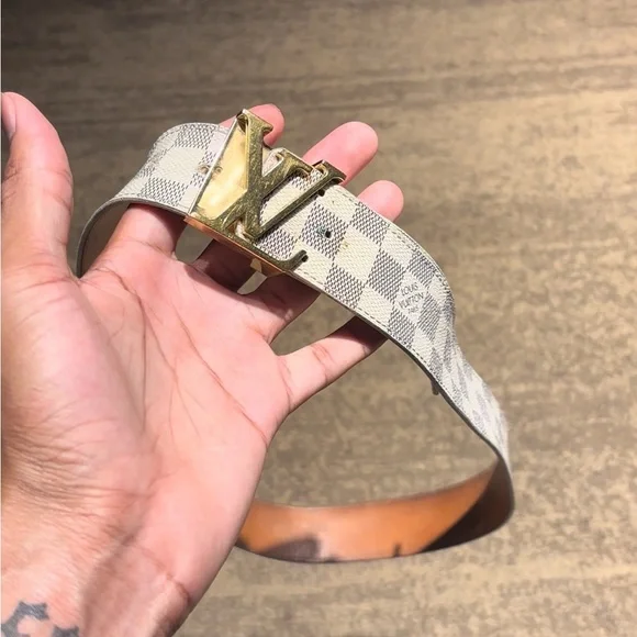 Louis Vuitton Damier Azur Belt – Gold LV Buckle – Men’s Size 90/36 - Picture 1 of 7